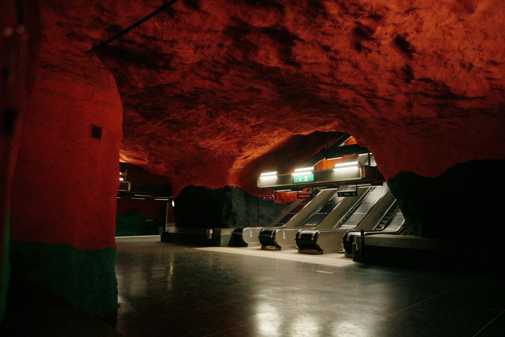 Escalators in a subway station