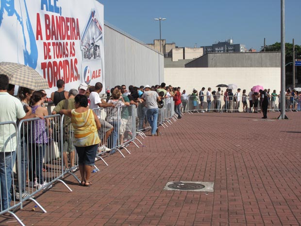 People in a queue to buy tickets for Paul McCartney concert